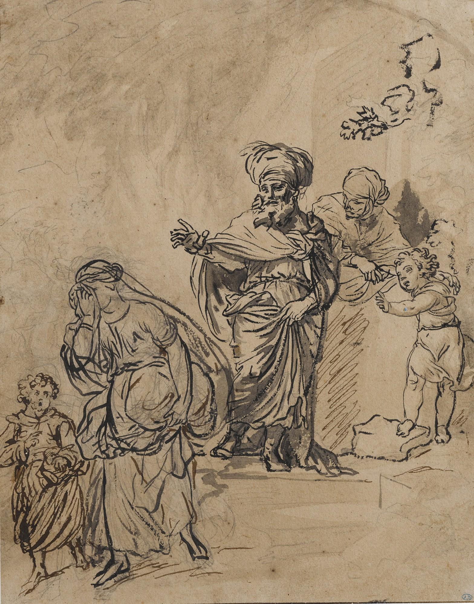 Christian Wilhelm Ernst Dietrich - Recto: Hagar and Ismael Verso: Figure studies