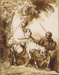 Christian Wilhelm Ernst Dietrich - The Flight Into Egypt (Recto); The Supper At Emmaus (Verso)
