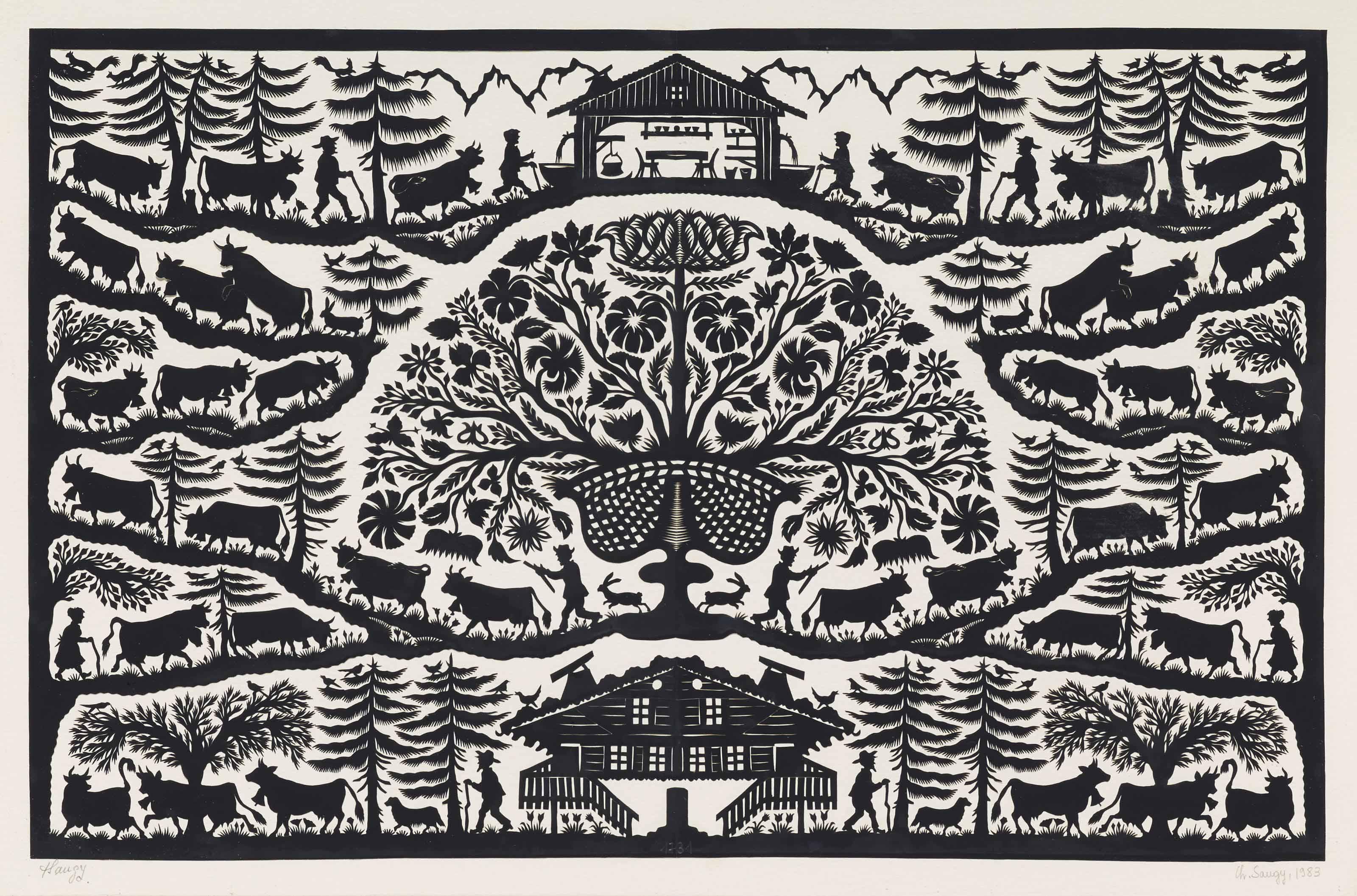 Christiane Saugy - La grande montée à l\'alpage des vaches à Sami, 1983