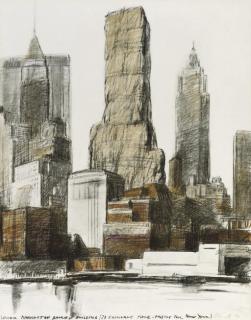 Christo - Lower Manhattan Packed Building, 20 Exchange Place, Project For New York (Schellmann 61)