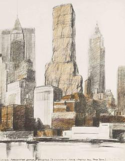 Christo - Lower Manhatten Packed Buildings, 20 Exchange Place, Project for New York (Schellmannn & Benecke 61)