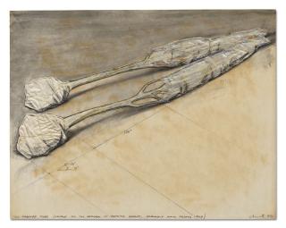 Christo - Two Wrapped Trees (Project for the Garden of Peppino Agrati, Veduggio, near Milano, Italy)