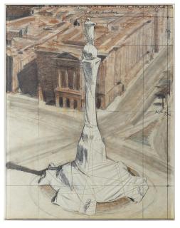Christo - Wrapped Monument to Cristobal Colon (Project for Barcelona - Plaça Porta de la Pau)