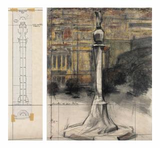 Christo - Wrapped Monument to Cristobal Colon (Project for Barcelona - Plaça Porta de la Pau)