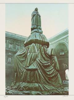 Christo - Wrapped Monument to Leonardo, Project for Piazza della Scala, Milan (Schellmann 41 and 42)