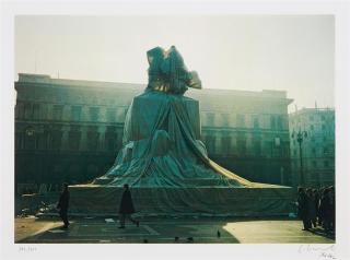 Christo - Wrapped Monument to Vittorio Emanuele, Piazza del Duomo, Milan, 1970