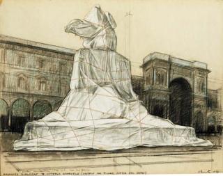 Christo - Wrapped Monument To Vittorio Emanuele (Project For Milano, Piazza Del Duomo)
