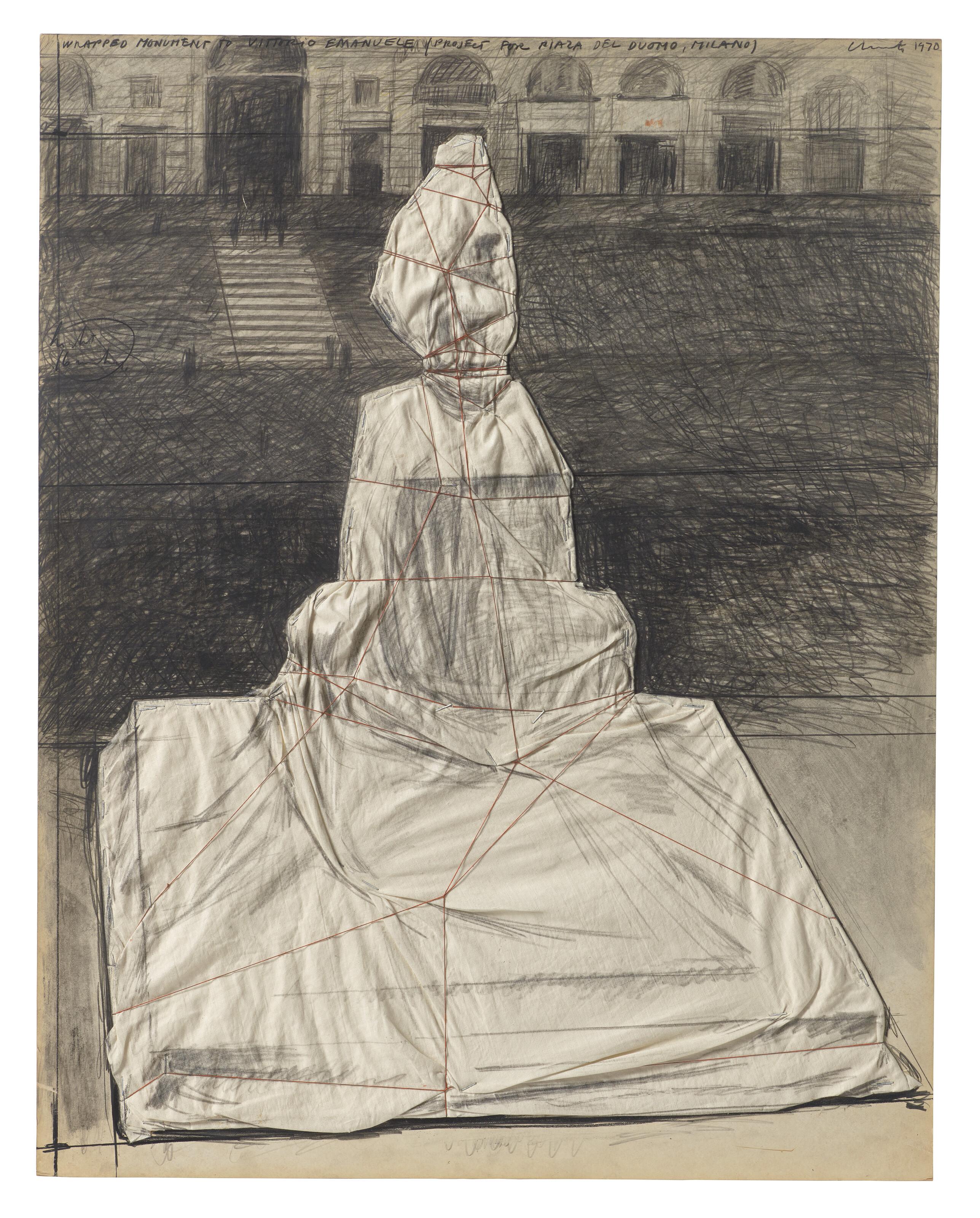 Christo - Wrapped Monument Vittorio Emanuele (Project Piaza del Duomo, Milano)