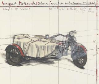 Christo - Wrapped Motorcycle/Sidecar, Project for Harley-Davidson 1933 VL Model