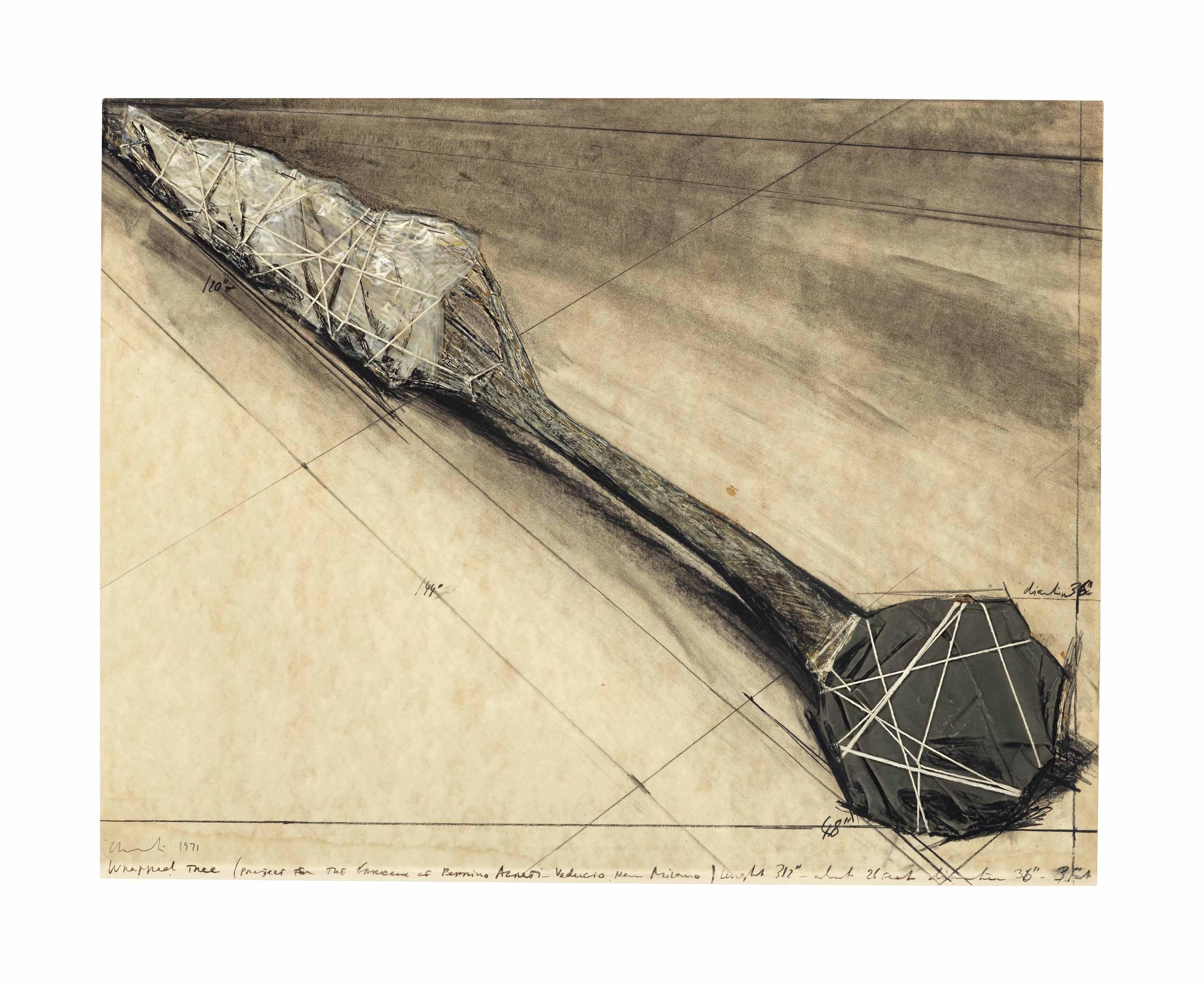 Christo - Wrapped Tree (Project for the Gardens of Peppino Agrati Veducio near Milano)