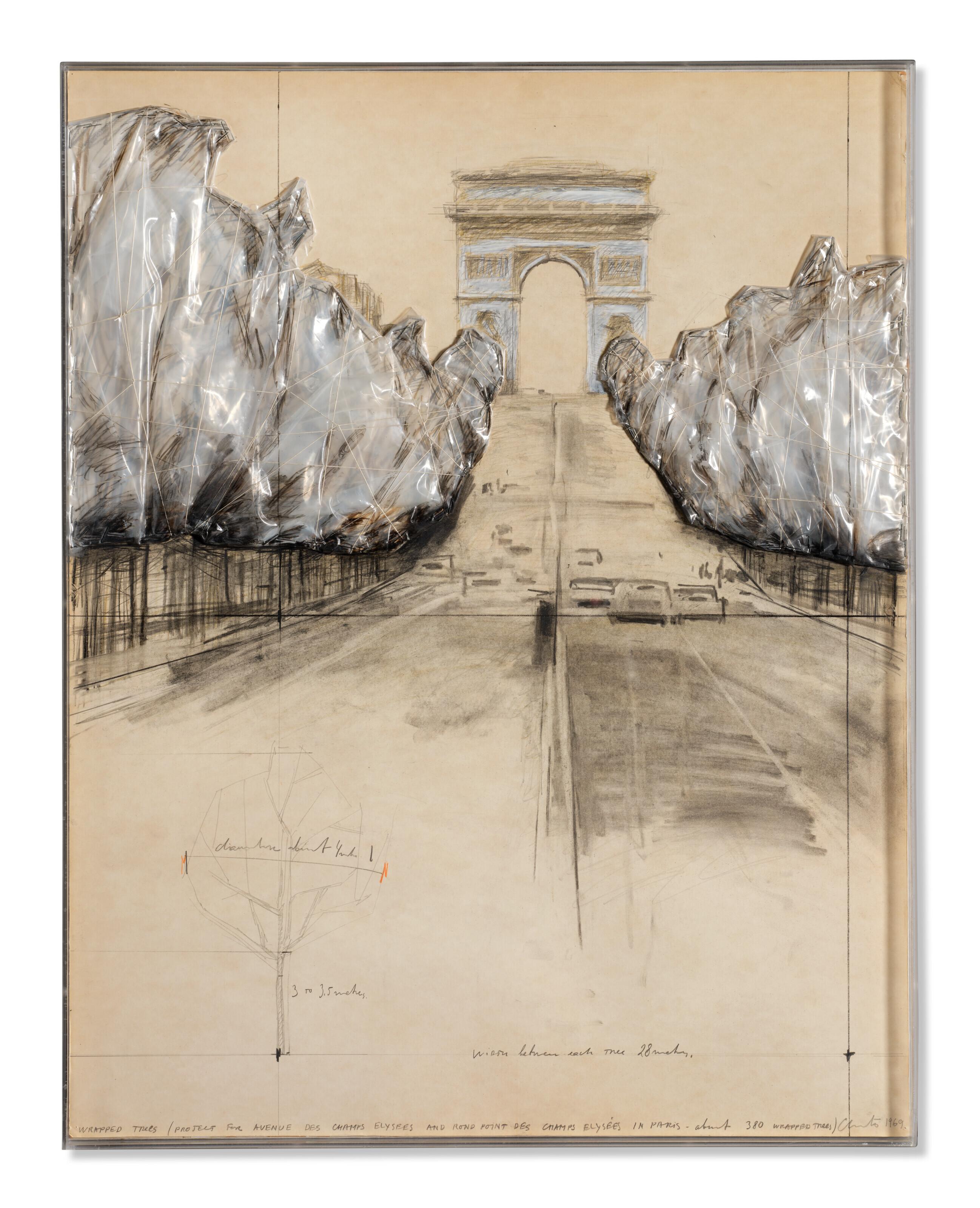 Christo - Wrapped Trees (Project for Avenue des Champs Elysées and Rond Point des Champs Elysées In Paris - About 380 Wrapped Trees)