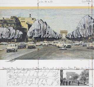Christo - Wrapped Trees, Project for the Avenue des Champs-Elysées and Rond-Pont des Champs-Elysées, Paris