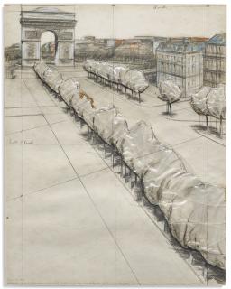 Christo - Wrapped trees / Projet pour l\'Avenue des Champs Elysées et le Rond Point des Champs Elysées