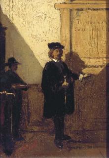 Christoffel Bisschop - Rembrandt arriving for the Anatomy Lesson of Dr Tulp