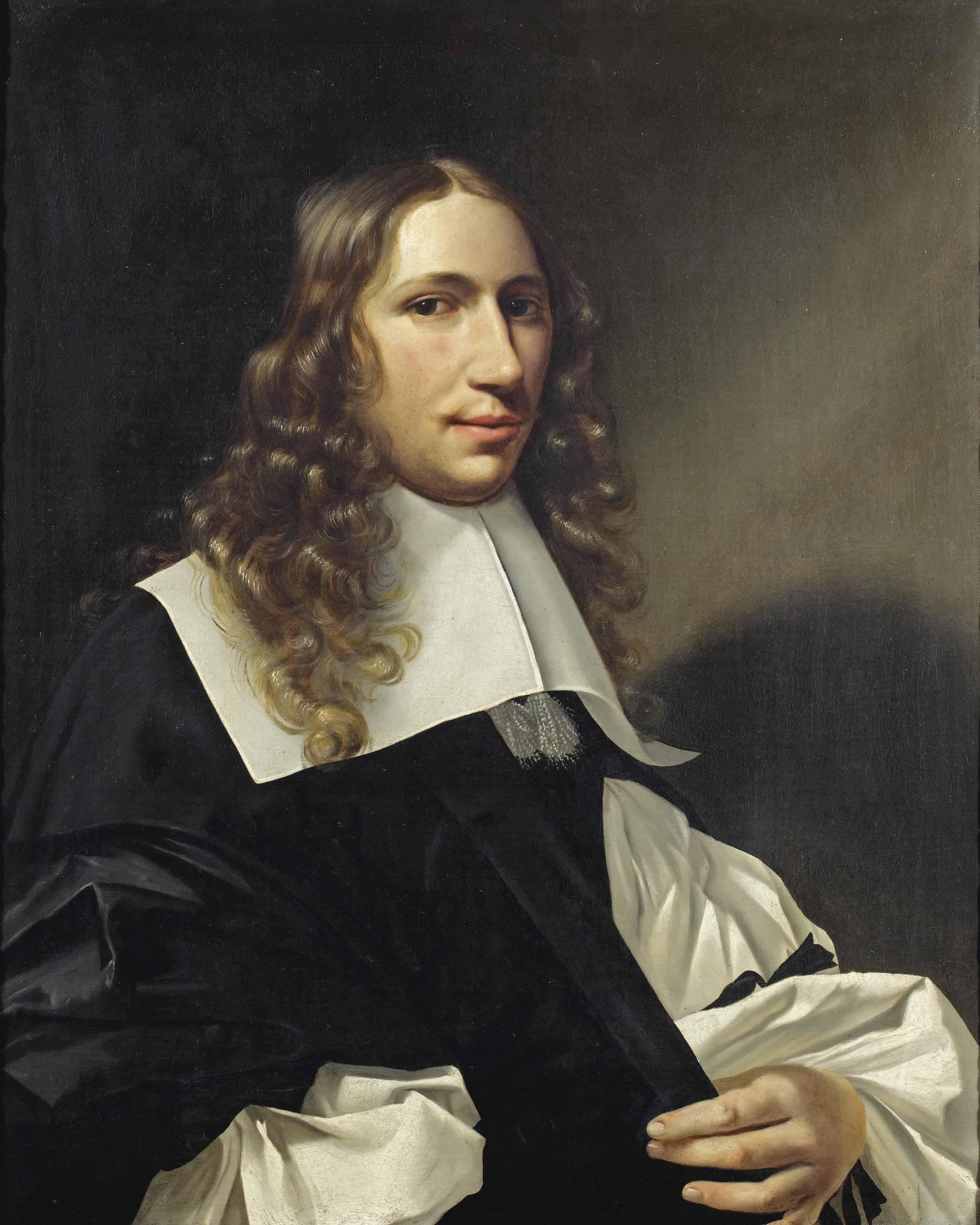 Christoffel Pierson - Portrait of a gentleman, half-length, in a black gown, with a white chemise and white collar