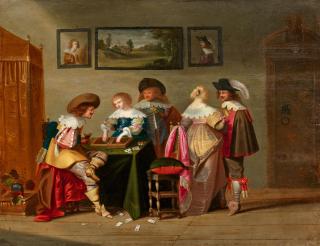 Christoffel van der Laemen - Vornehme Gesellschaft beim Brettspiel