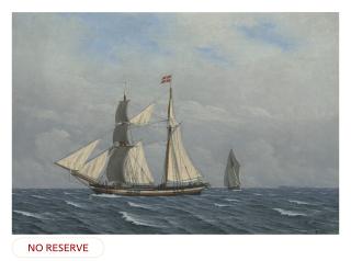 Christoffer Wilhelm Eckersberg - A sailing boat with full sails (En skonnert for fulde sejl)