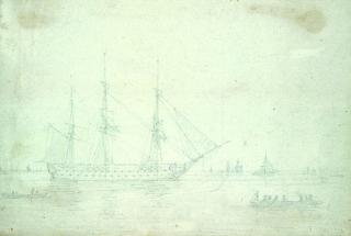 Christoffer Wilhelm Eckersberg - Dänisches Kriegsschiff von Booten umgeben