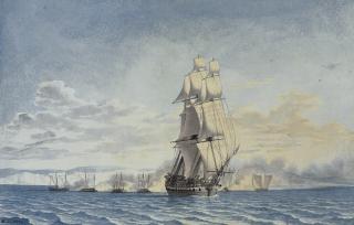 Christoffer Wilhelm Eckersberg - Danish gunboats attacking H.M.S Tigress at Agersø