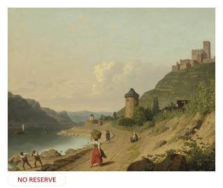 Christoffer Wilhelm Eckersberg - Figures on a track by the Rhine