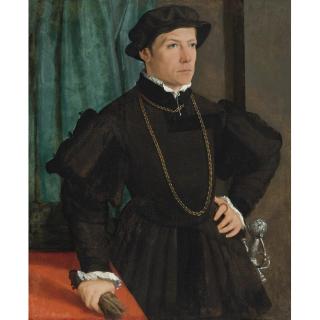Christoph Amberger - Portrait Of Hans Jakob Fugger, Three-Quarter Length, Before A Green Drape 