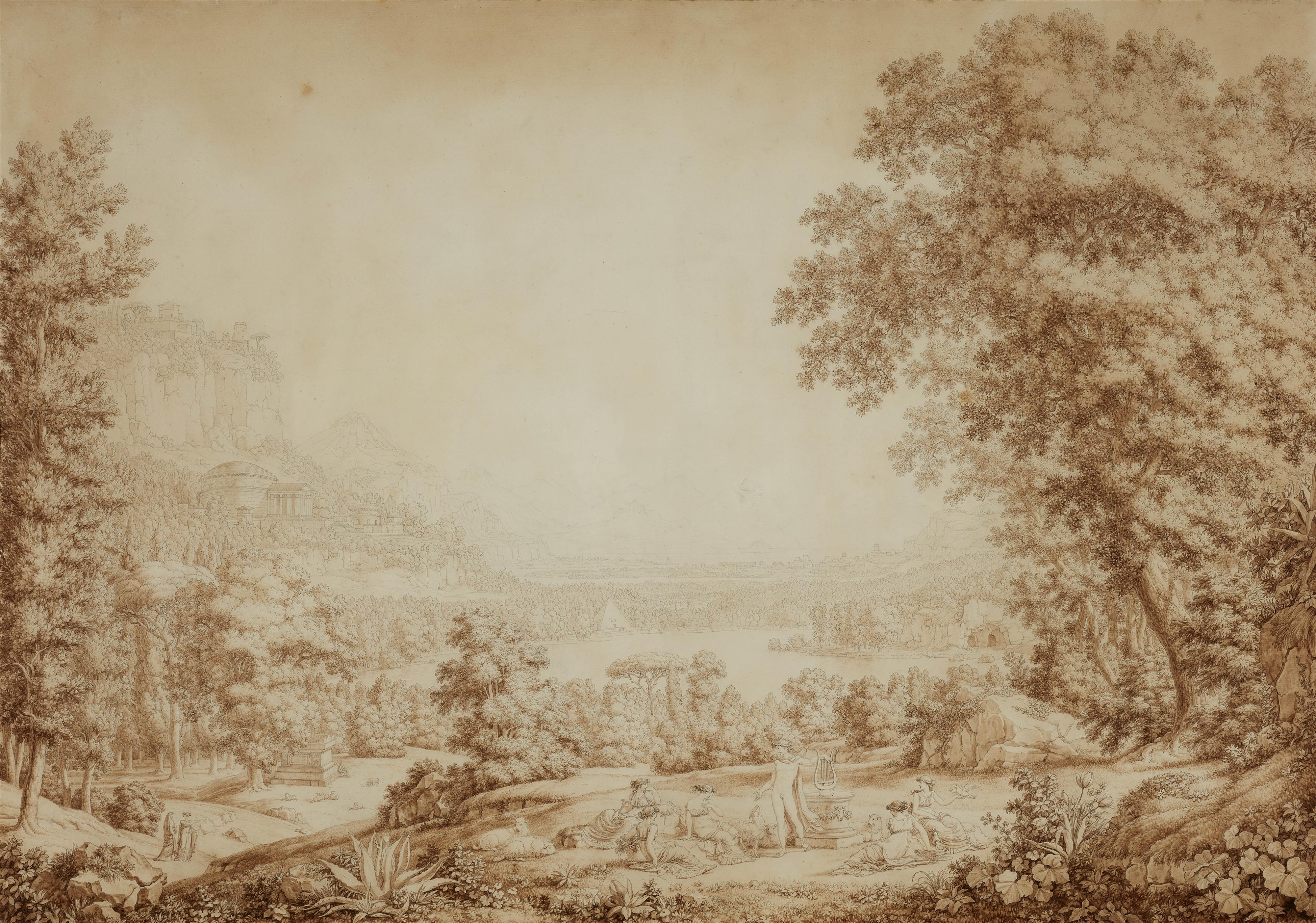 Christoph Heinrich Kniep - Arkadische Landschaft mit Apoll und seinen Musen
