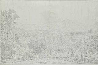 Christoph Heinrich Kniep - Vue De Cava Dei Tirreni, Près De Salerne, Avec Le Monte Finestra À L\'Arrière-Plan
