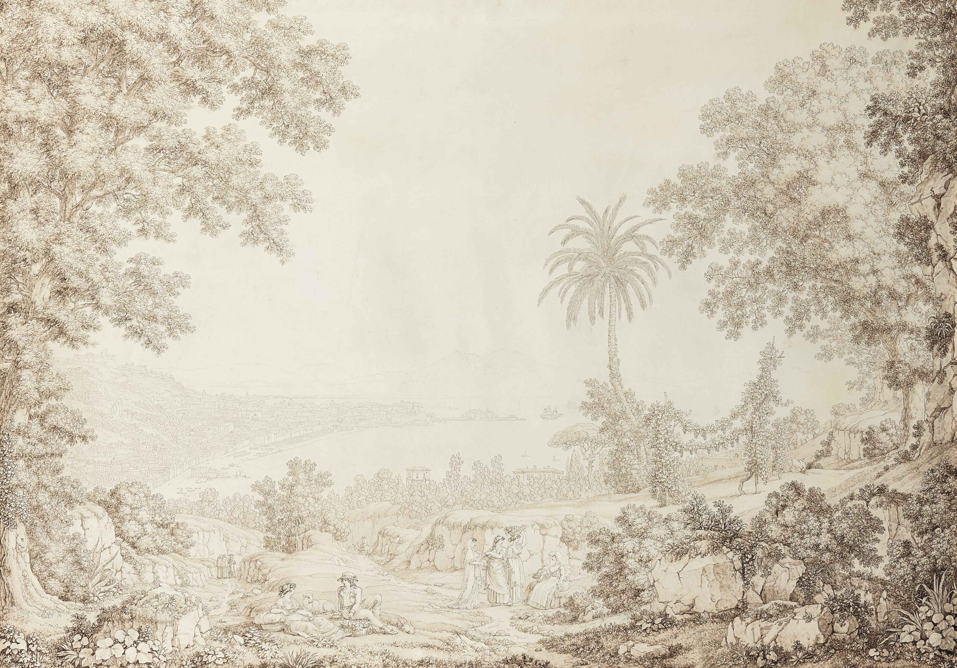 Christoph Heinrich Kniep - Vue De La Baie De Naples, Personnages Conversant Au Premier Plan