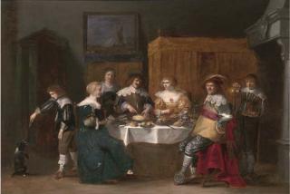 Christoph Jacobsz. van der Lamen - Elegant company eating and drinking in an interior
