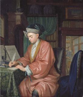 Christoph Lubienietzki - A doctor working in his study, with an assistant preparing medicine in a room beyond