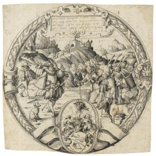 Christoph Murer - A Roundel With A Historical Scene From And The Arms Of Thomann Of Zurich 