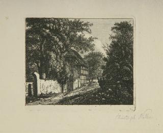 Christoph Nathe - 2 Bll.: Die Landschaft mit dem Zaun – Fachwerkhaus am Wege.