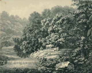 Christoph Nathe - Flusslandschaft mit ruhenden Hirten und Kühen.