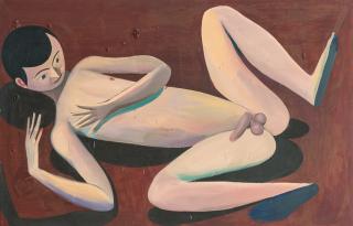 Christoph Ruckhäberle - Gespreizt liegender nackter Mann