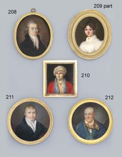 Christophe Guérin - A Young Gentleman, In Brown Coat, Striped Blue And Pale Pink Waistcoat, Knotted Cravat, Powdered Hair