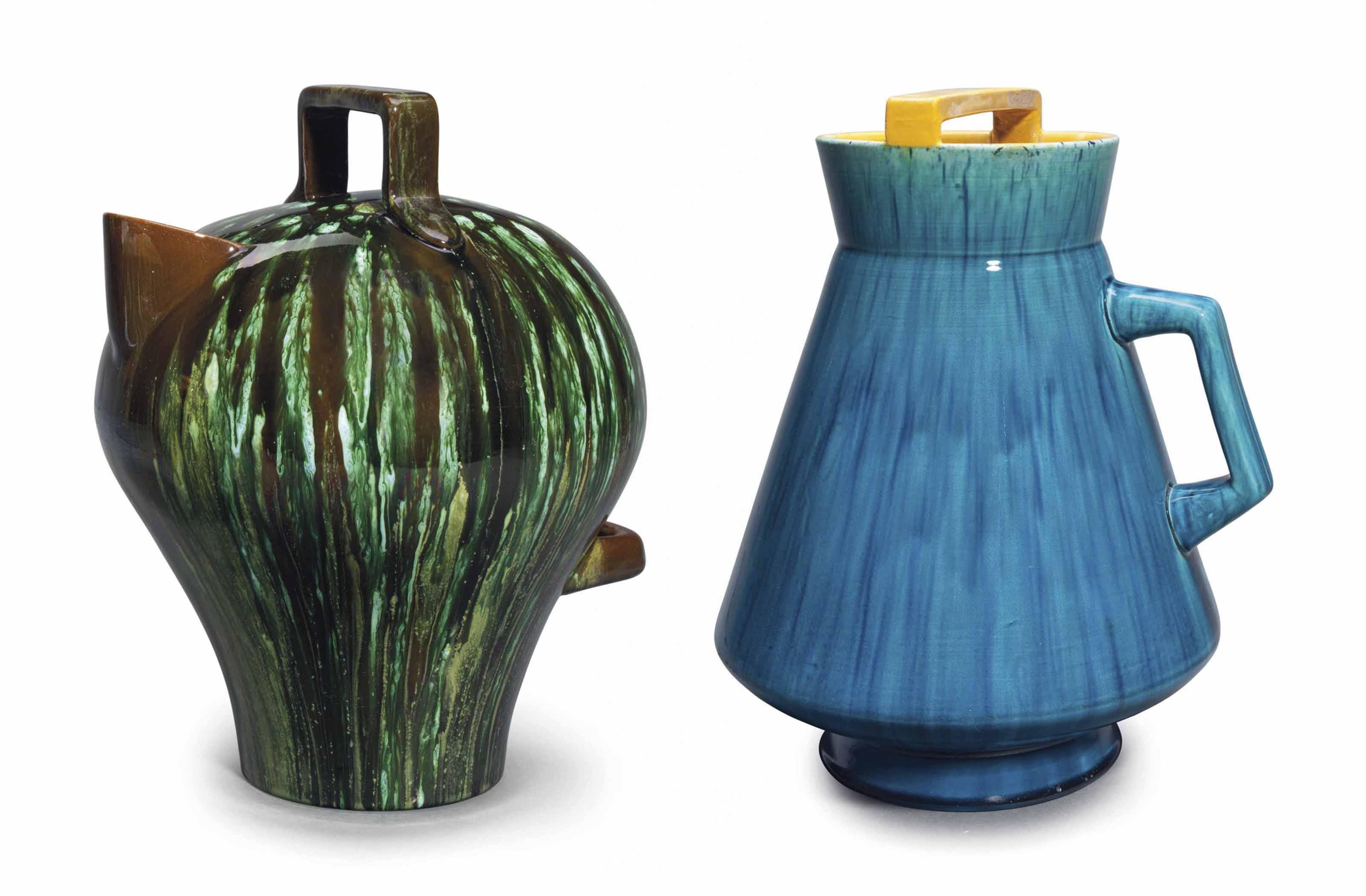 Christopher Dresser - A WATER JUG WITH HANDLES AND A LARGE POURING VESSEL, CIRCA 1880