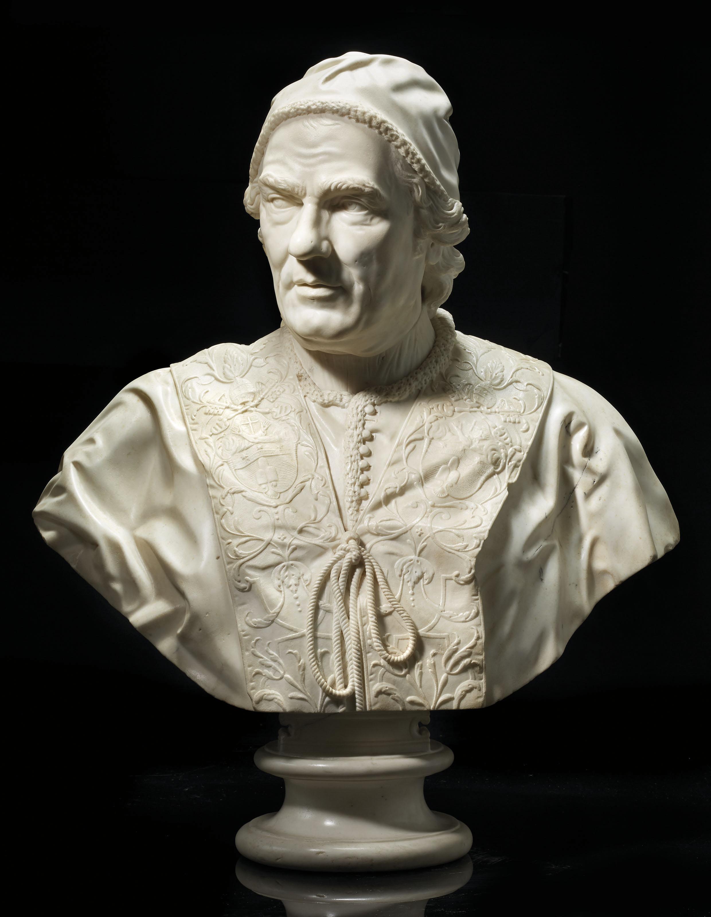 Christopher Hewetson - A White Marble Bust Of Giovanni Vincenzo Antonio Ganganelli, Pope Clement Xiv, (1705-1774, Pope From 1769)