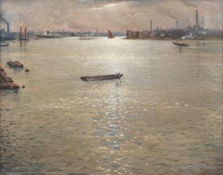 Christopher Richard Wynne Nevinson A.R.A - A Thames Landscape 61.5 x 76.8 cm. (24 1/8 x 30 1/4 in.)