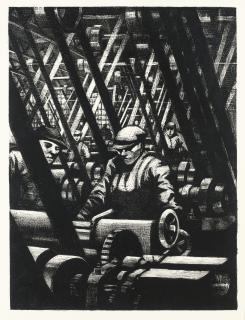 Christopher Richard Wynne Nevinson, A.R.A. - Building Aircraft: Making Engines (Black 16)
