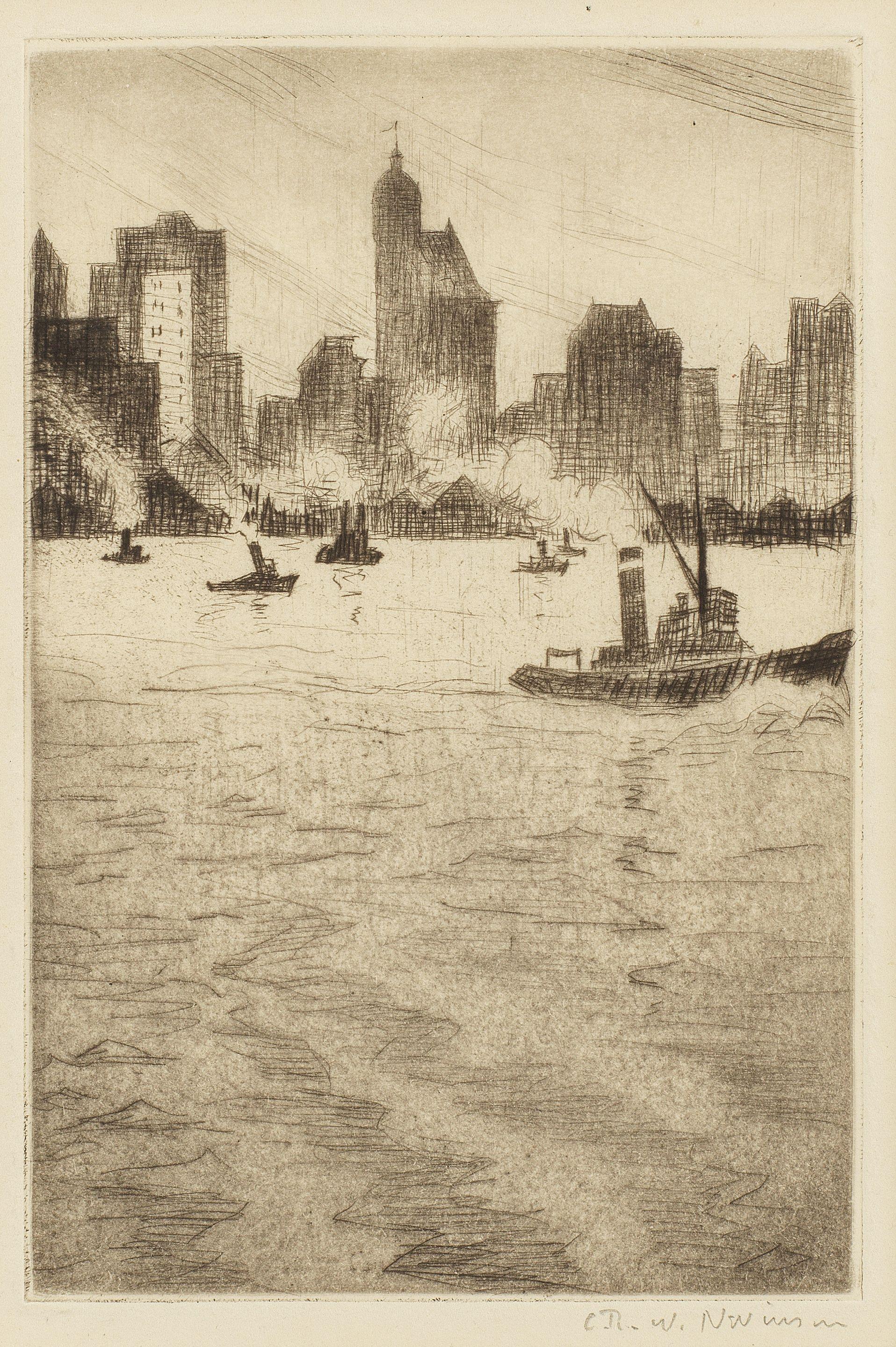 Christopher Richard Wynne Nevinson A.R.A. - From the Ferry, New York