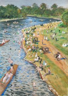 Christopher Richard Wynne Nevinson A.R.A - Happier Days, Walton Bridge