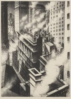 Christopher Richard Wynne Nevinson A.R.A. - Looking Down into Wall Street