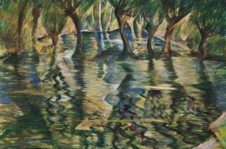 Christopher Richard Wynne Nevinson, A.R.A. - River Landscape; Picnic by the river (verso)