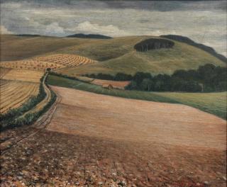 Christopher Richard Wynne Nevinson A.R.A. - The Peaceful Rhythms Of The Downs 63.9 x 76.6 cm. (25 1/8 x 30 1/8 in.)