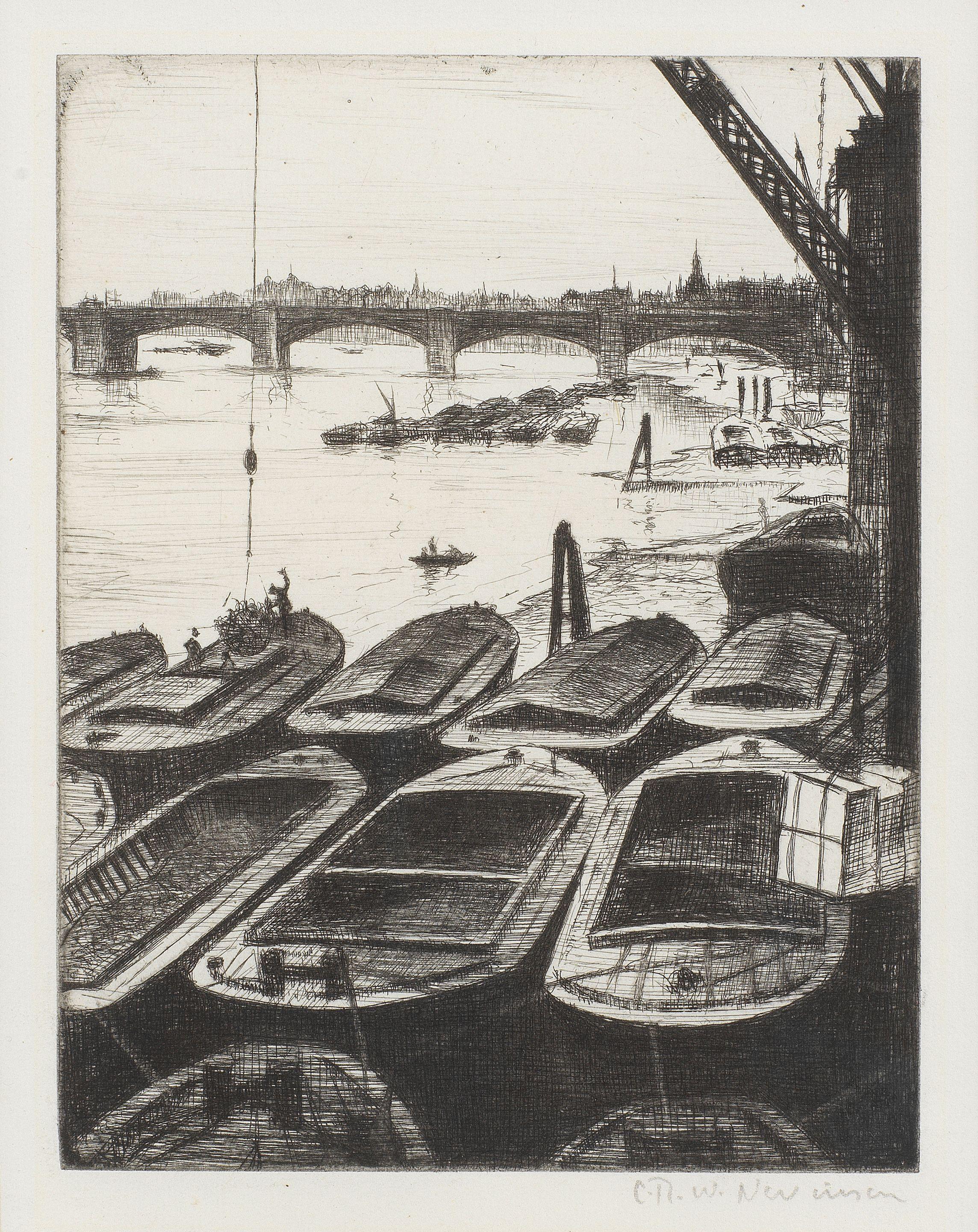 Christopher Richard Wynne Nevinson A.R.A. - The Pool of London (Swim End Barges)