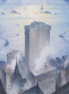 Christopher Richard Wynne Nevinson, A.R.A. - The Statue Of Liberty From The Railroad Club