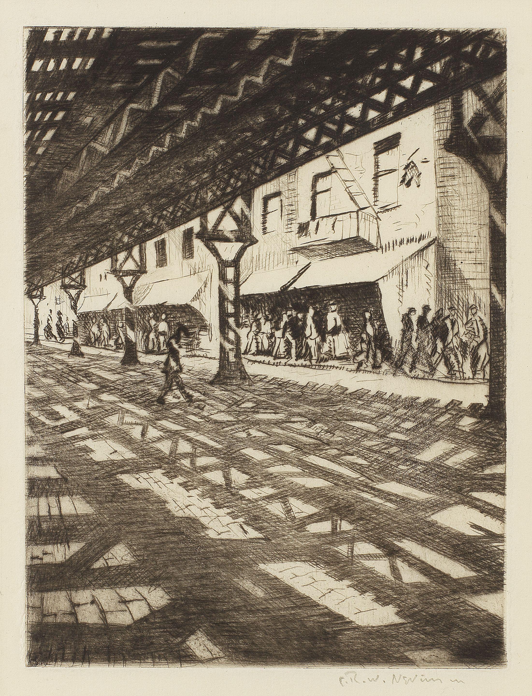Christopher Richard Wynne Nevinson A.R.A. - Third Avenue (Elevated Railway/Under the Elevated)