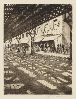 Christopher Richard Wynne Nevinson A.R.A. - Third Avenue (Elevated Railway/Under the Elevated)