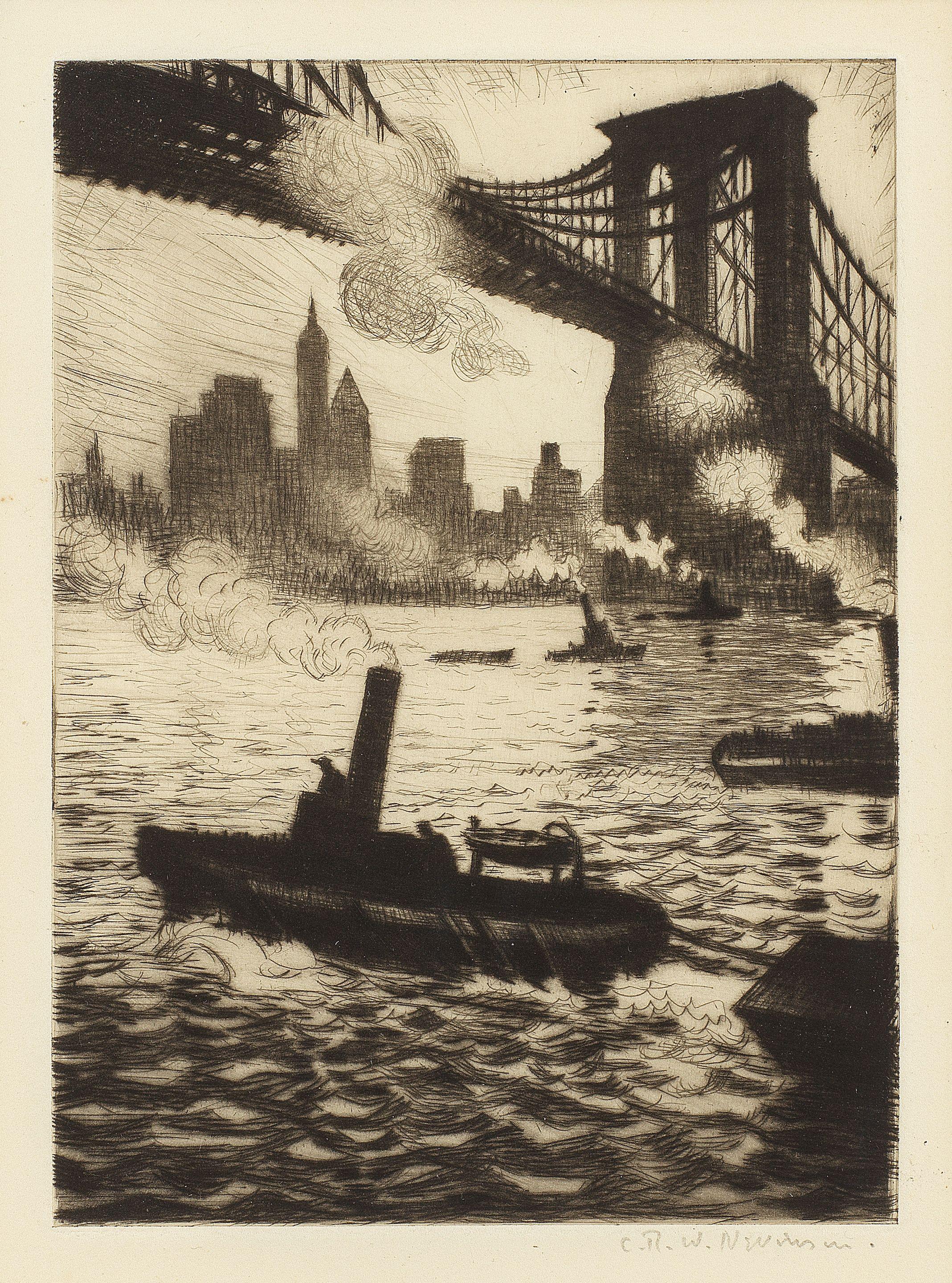 Christopher Richard Wynne Nevinson A.R.A. - Under Brooklyn Bridge