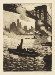 Christopher Richard Wynne Nevinson A.R.A. - Under Brooklyn Bridge
